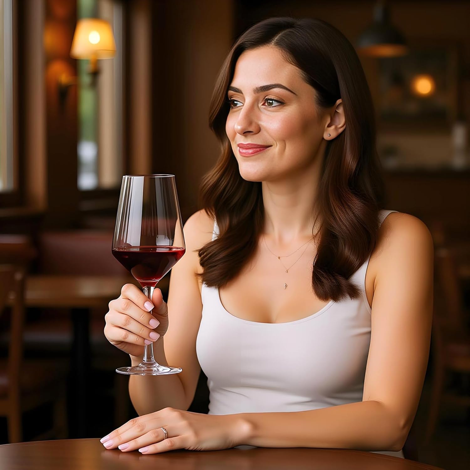 Hand Blown Red Wine Glasses Set of 4 Premium Crystal Wine Glasses With Long Stem 14 oz Daily Use, Unique Wedding Anniversary or Birthday Gift Ideal for Restaurants, Home Bar