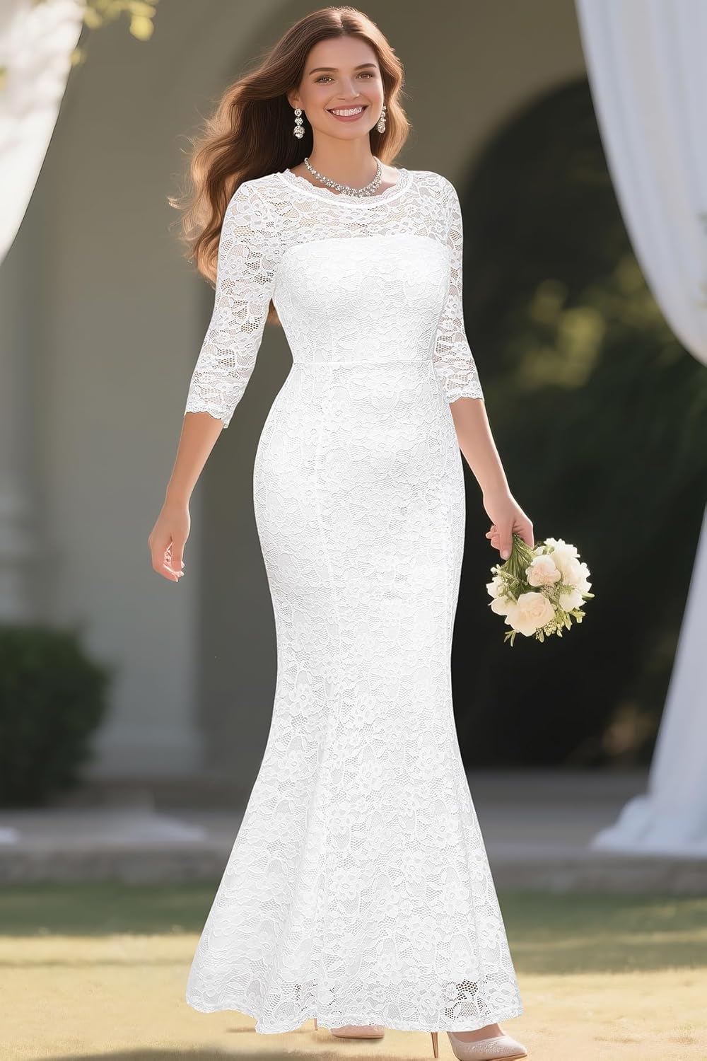 Plus Size Wedding Dress for Bride – Formal Evening Gown Party Lace Mermaid Dresses