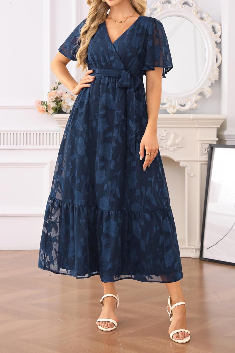 Pinup Fashion Plus Size Dresses for Wedding Guest – 2025 Cocktail Semi Formal Summer Wrap V Neck Maxi Dress