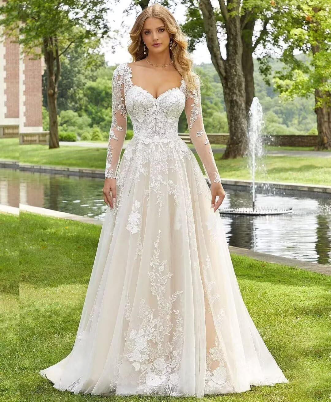 Women’s A Line Wedding Dresses for Bride 2025 Beach Wedding Dress with Train RWD001