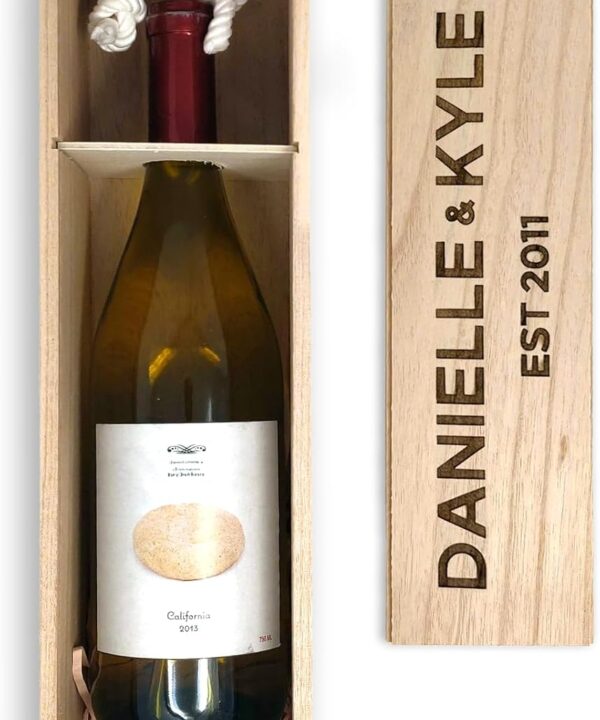 City North Customizable Wooden Wine Box, Wedding Gift Name & Name, Est 2024  Ideal Gift for Friends - Wine Accessories for Wine Lovers