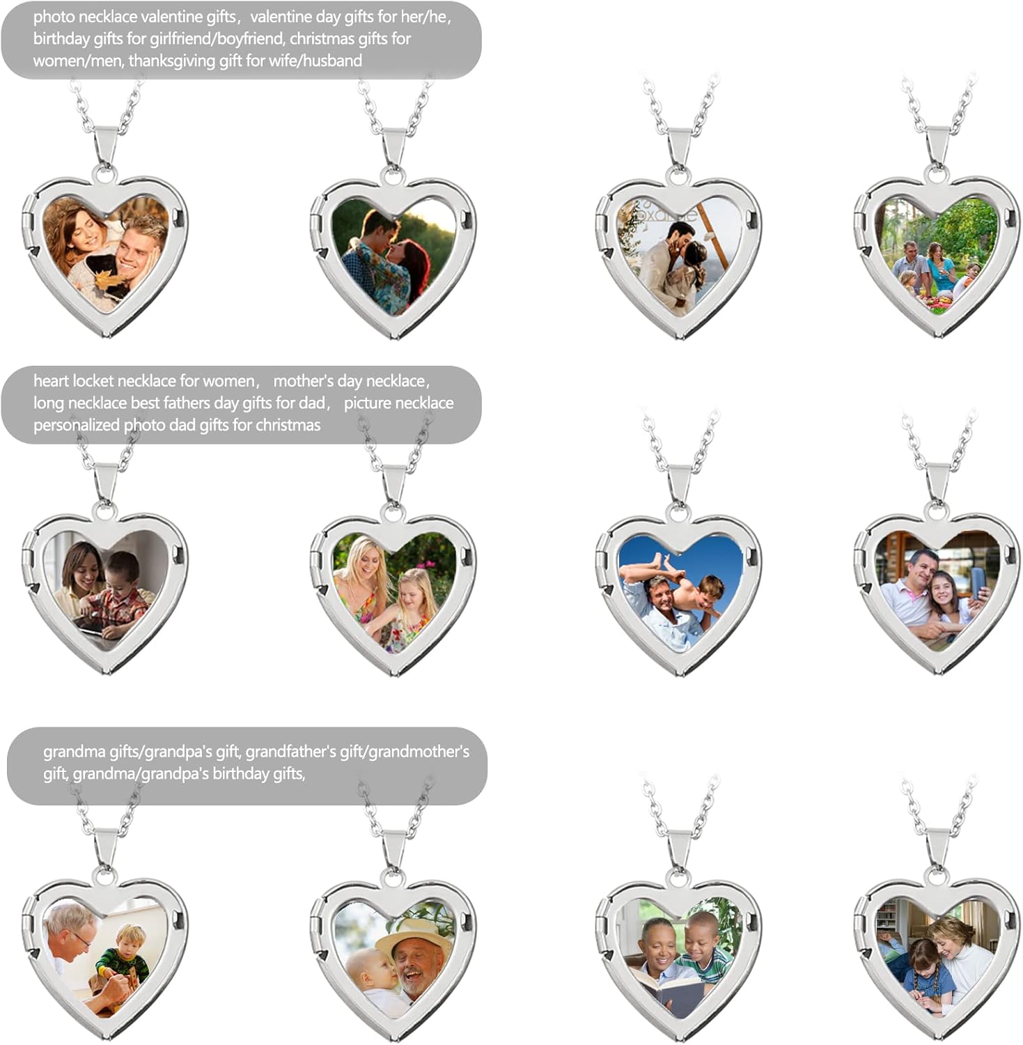 Forever Red Roses Heart Box to My Love Cherish These Preserved Roses with Custom Photo Necklace Eternal Flowers for Her Girlfriend Wife Mom Grandma