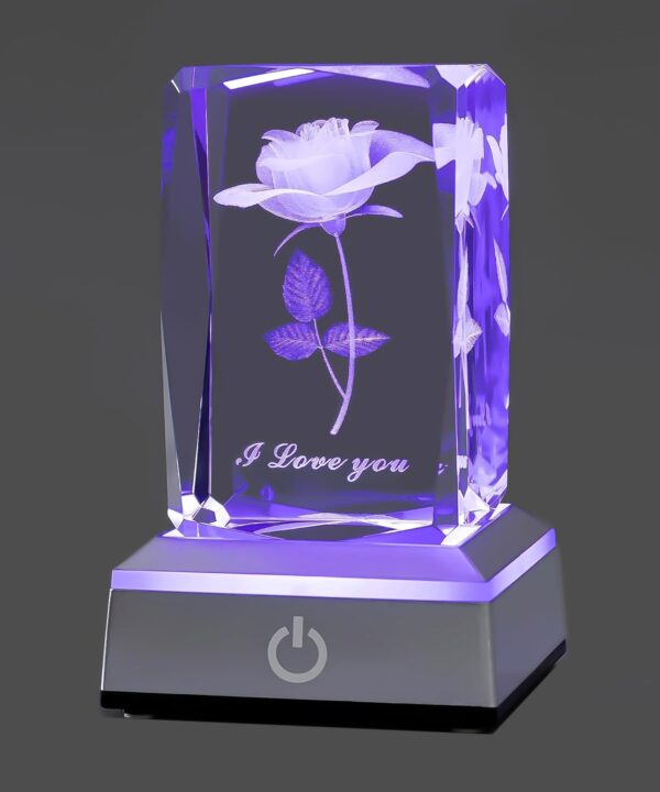 hochance 3D Rose Crystal Night Lamp with Adjustable LED Multicolor Lights for Girlfriend, Wife - Valentine's Day, Anniversary,Birthday Presents, Christmas Gifts for Her