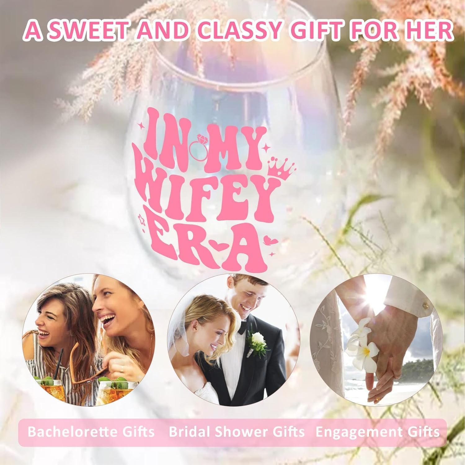 Bride To Be Engagement Gifts for Her Cool Bridal Shower Wedding Gifts Wine Glass Classy Bachelorette Party Gift for Best Friend Sister Colleagues Wifey Cup Christmas Valentines Mothers Day Gift