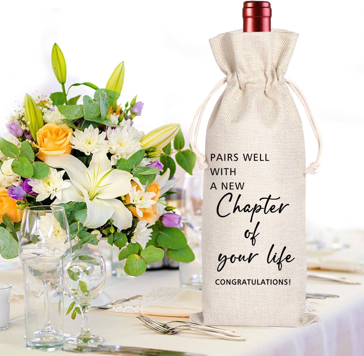Maydvdv Pairs Well With A New Chapter Of Your Life Wine Bag | Fresh Start | Wine Bag | Gift for her or him | New Job or Retirement Gift 11WB47