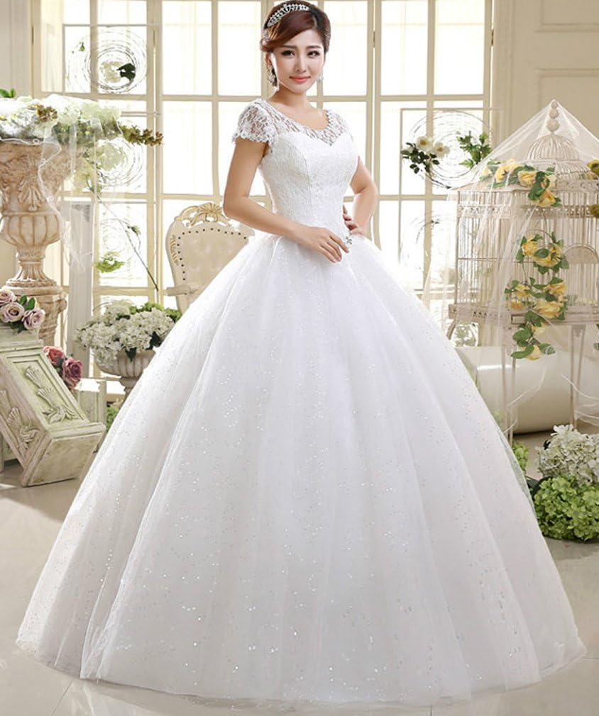 Eyekepper Double Shoulder Floor Length Bridal Gown Wedding Dress Custom Size