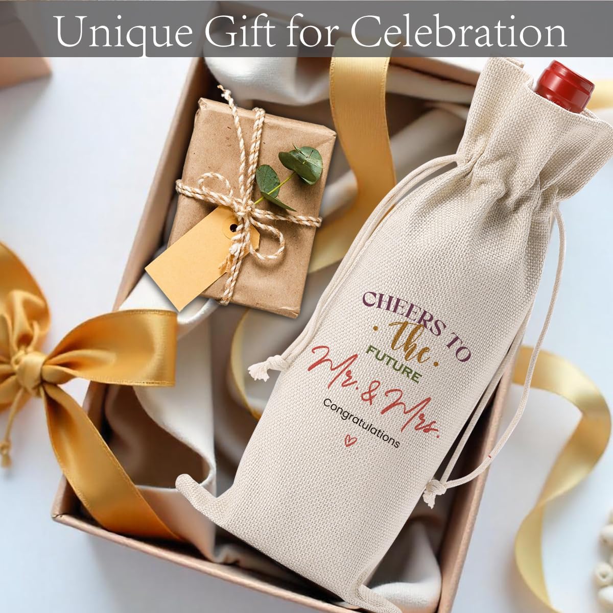 FBCCZEY Wedding Shower Gifts Wine Bag Bride Engagement Gifts for Couples Bridal Shower Wedding Gift Party Favors Mr And Mrs Wine Bottle Bags with Wines Label Cheers To The Future Wines Bags
