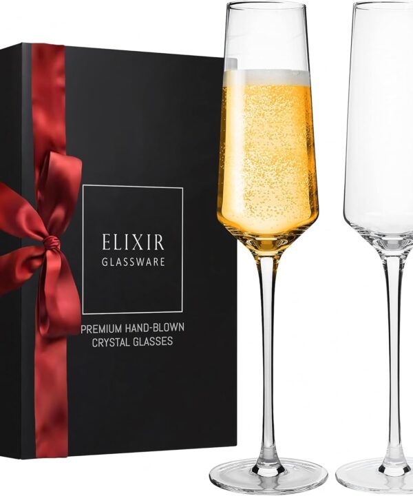 ELIXIR GLASSWARE Classy Champagne Flutes (Classic, 8oz, 2 count)
