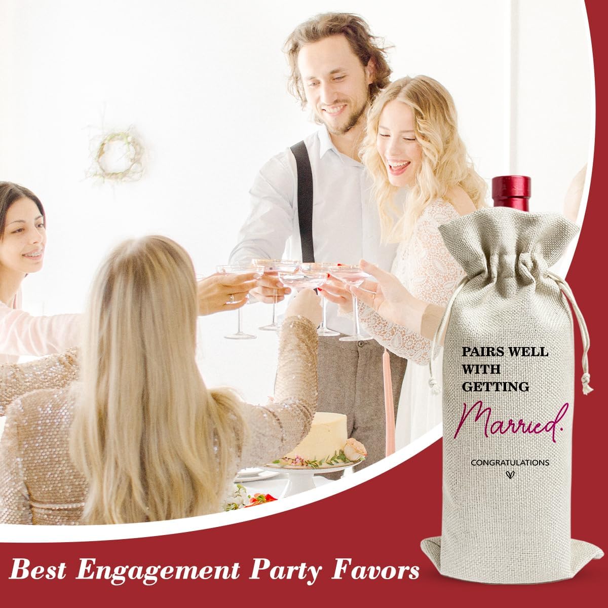 Pairs Well with Getting Married Funny Wine Bags Humor Wedding Gifts from Bride & Groom Engagement Wine Bag Will You Marry Us Proposal Gifts for Wedding Guests Marrrige Party Decorations YT0119