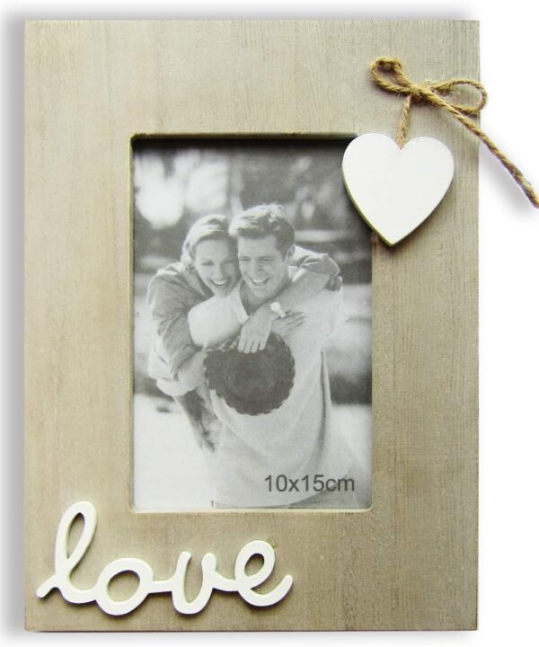 Vintage Picture Frames for Love 4X6 -Rustic Heart Photo Frame For Couple,Bride,Boyfriend,Family -Table and Wall Decor
