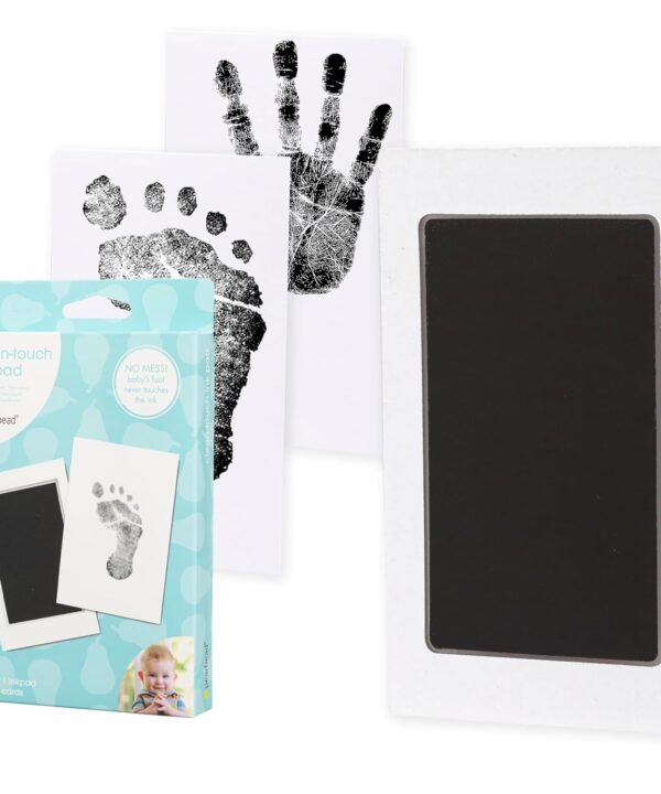 Pearhead Newborn Baby Handprint and Footprint Kit - No Mess Clean-Touch Ink Pad With Impression Cards, Safe for Skin, Perfect Keepsake for Family, Acid-Free, Black