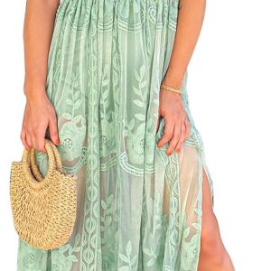 Women's Casual Off Shoulder Lace Maxi Dress Boho White Bridesmaid Wedding Evening Party Dresses