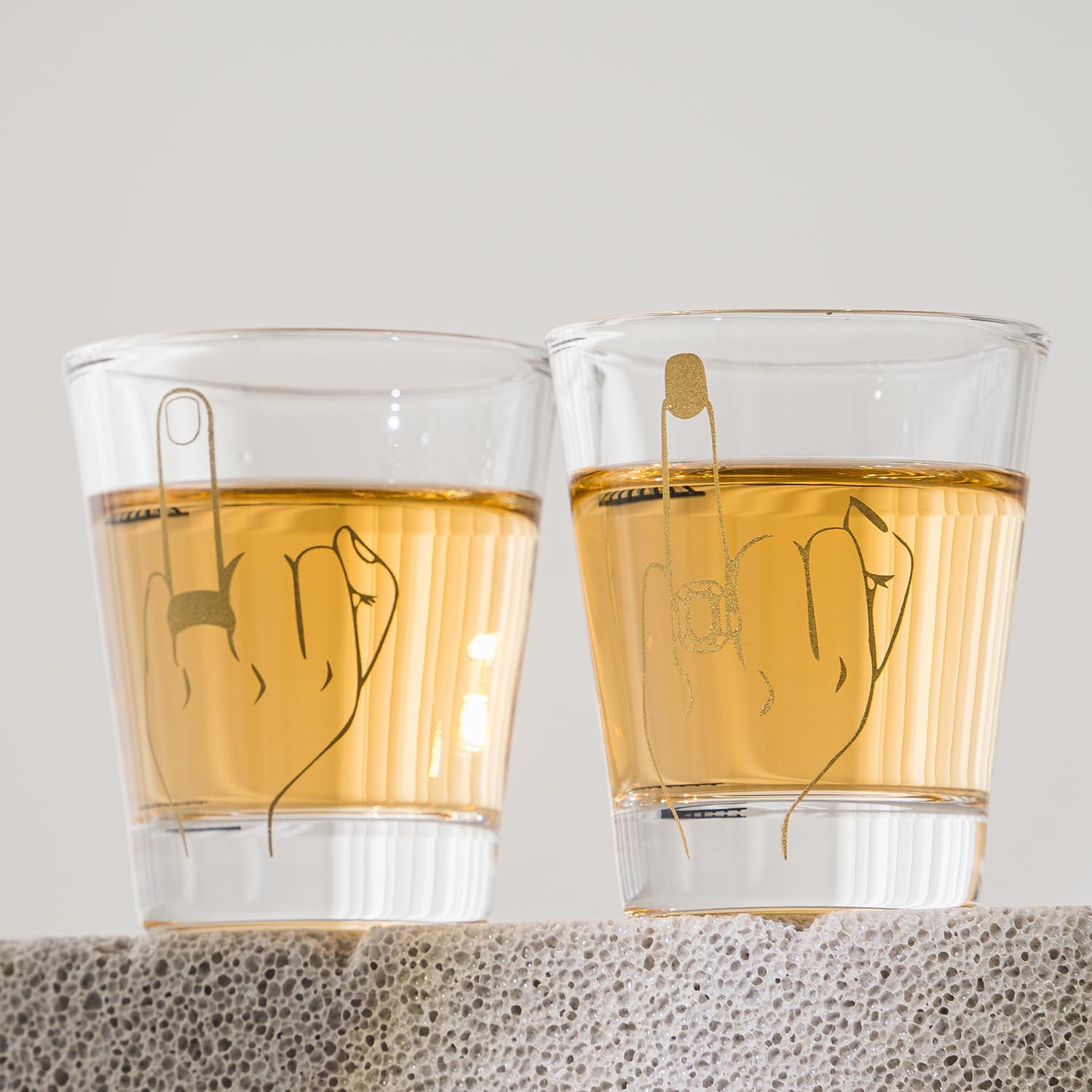 Bride and Groom Glasses 2 Pieces Ring Finger Wedding Funny Bride Wine Glass 2 oz Mr and Mrs Engagement Gifts Stemless for Newlyweds Couples(Classic,1.93 Inch)