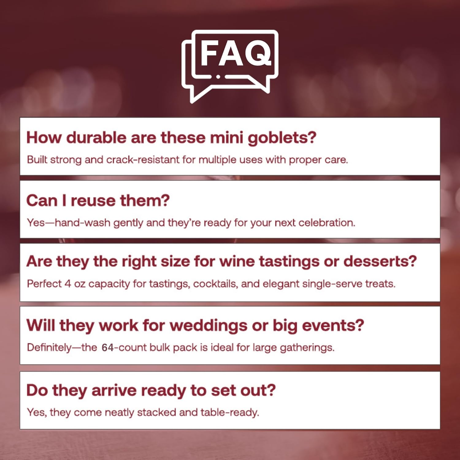 Smarty Had A Party 4 oz Plastic Stemless Wine Glasses (64 Pieces) Disposable Goblets & Plastic Water Goblets for Wedding Bulk Wine Glasses Disposable Classy for Toast, for Tastings and Parties