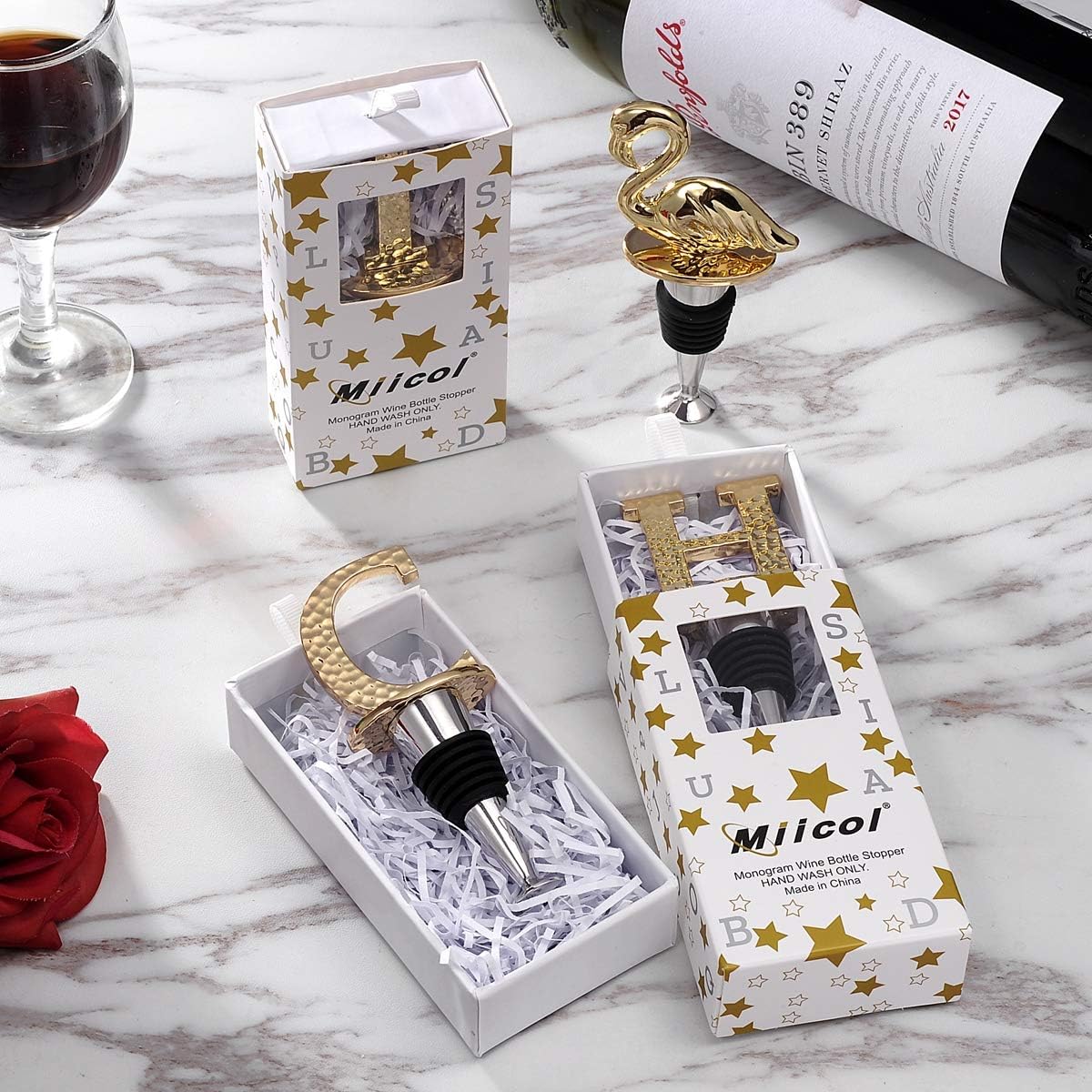 Miicol Wine Stopper, Prosecco Topper, Personalised Champagne Stopper, Gold Wine Accessories, Wine Lovers Gift, Monogram Gift, Letter C