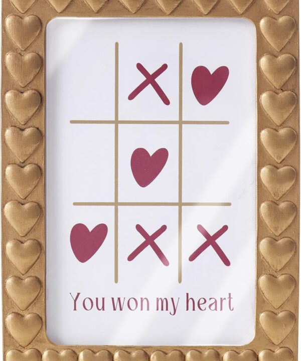 4x6 Picture Frames Gold, Small and Cute Heart Picture Frame for Wall Mount & Tabletop Display, Nightstand Home Decor, Resin Vintage Unique Photos Frame, Memorial Gifts for Couples, Wedding, Farmhouse