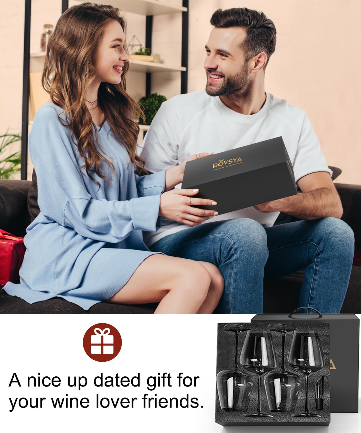 Wine Glasses Set of 2, Large Red Wine Glass, 28 oz Hand Blown Crystal Clearer, Lighter for Tasting, Gift Packaging for Halloween, Birthday, Anniversary, Wedding