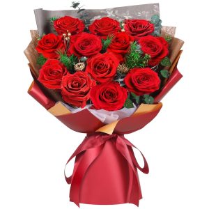 ADDWel Preserved Red Rose Bouquet Real Long-Lasting Flowers Gift for Wife, Girlfriend, Mom Romantic Anniversary, Birthday, Graduation Gifts for Her