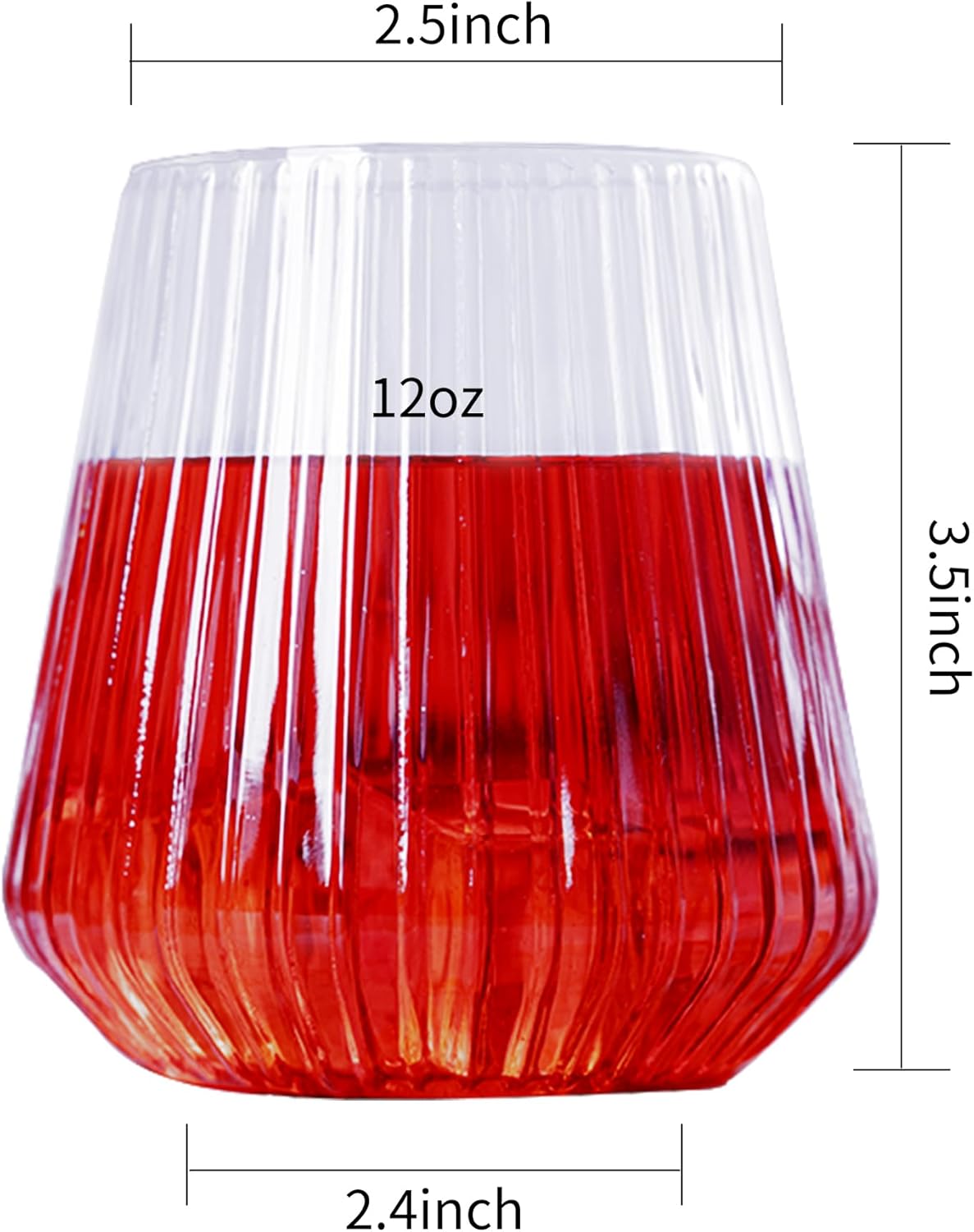 N9R 24 Count plastic wine glasses disposable 12oz – Elegant Origami Ripple Design, Shatterproof & Disposable for Whiskey, Cocktail, Champagne, Parties, Weddings, Events