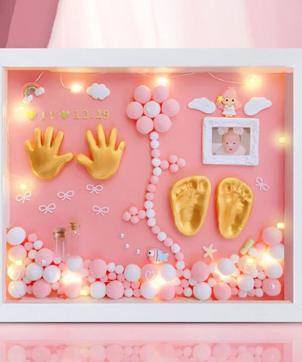 MCstars Baby Photo Frame, Hand and Footprint Memorial Picture Frame, Mom Memorial Clay , Essential Newborn Keepsake Frame, Personalized Handprint , Cherished Infant Memory, Unique Footprint Frame, Heartfelt Newborn Gift