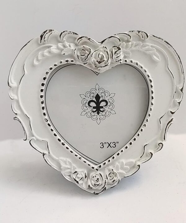 Resin Picture Frame 3x3 Heart and Wood Frame Creativity Design,3x3 Photo frames White.
