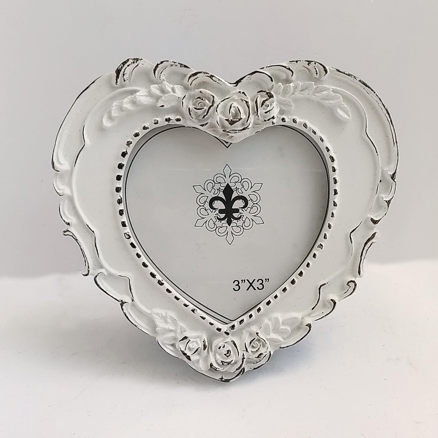 Resin Picture Frame 3x3 Heart and Wood Frame Creativity Design,3x3 Photo frames White.