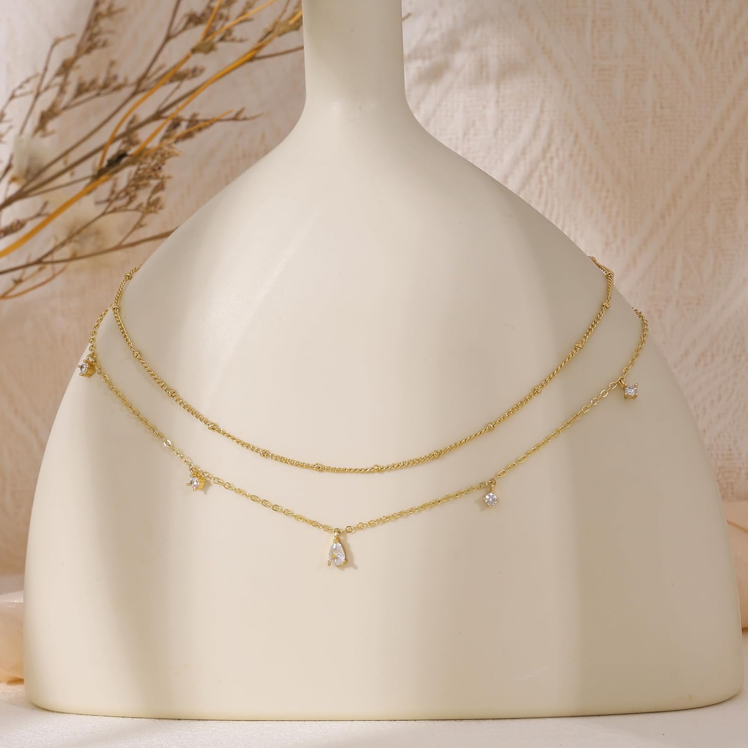 Layered Necklaces For Women,Dainty Gold Plated Necklace Stack Prom Layering Necklaces For Women Trendy Chain Cross Choker Necklace Set Fashion Accessories