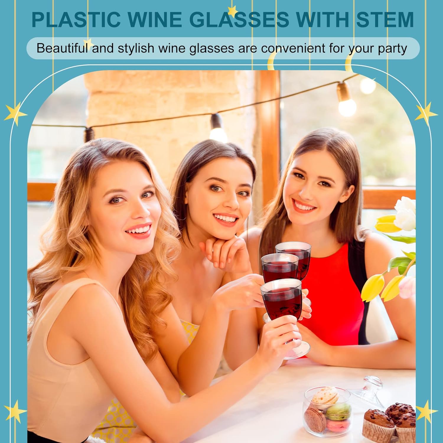 48 Pcs Disposable Plastic Wine Glasses 5 oz Party Wine Cups Hard Plastic Drinking Glasses with Stem Stackable Stemmed Goblets for Champagne Dessert Wedding Home Toasting(Clear)