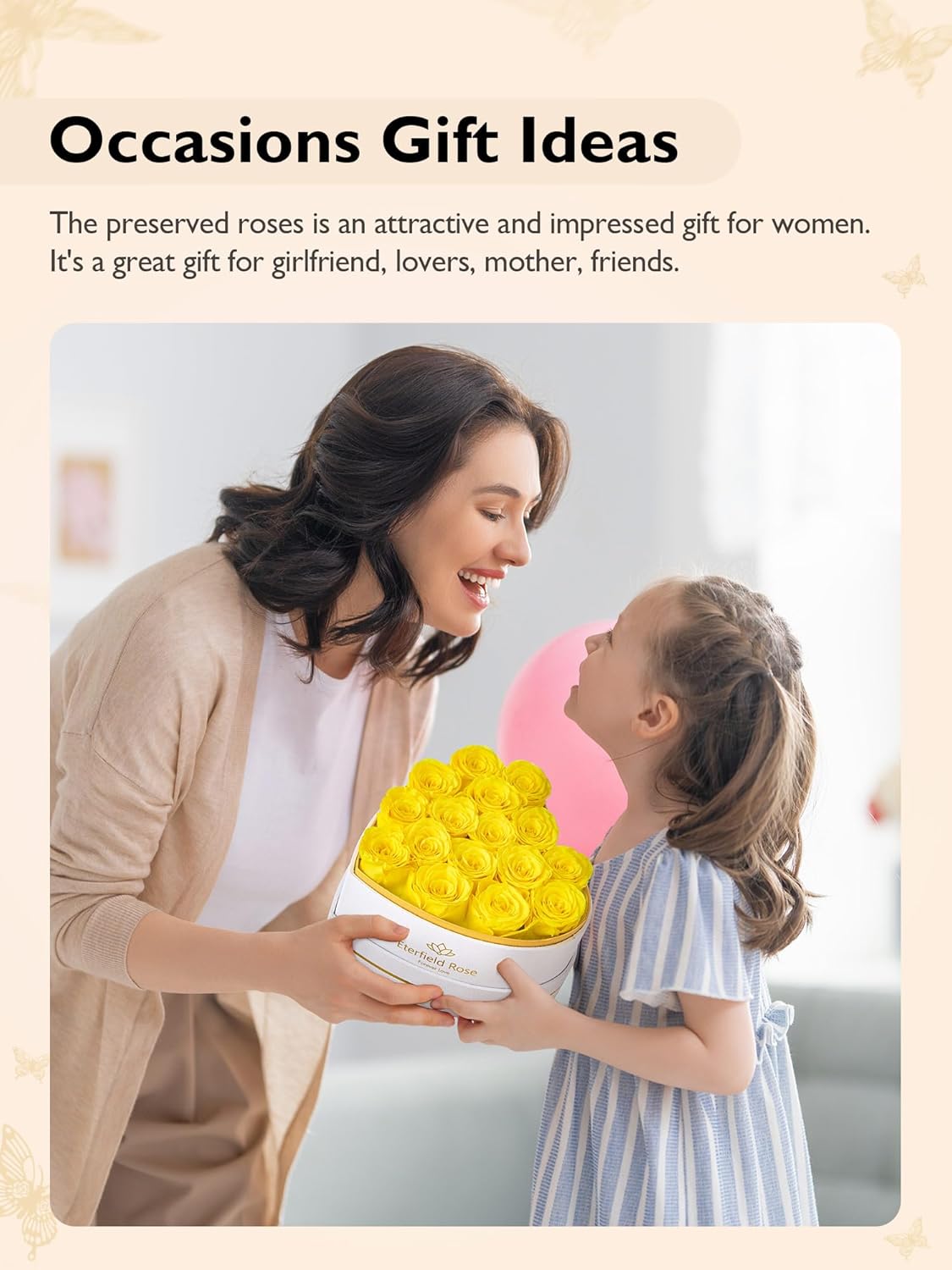 Eterfield Forever Flowers in Heart Shape Box, Preserved Roses That Last a Year Preserved Flowers Birthday Gifts for Her Mom Women Wife Anniversary Valentines Day Mothers Day (16 Roses, Yellow)