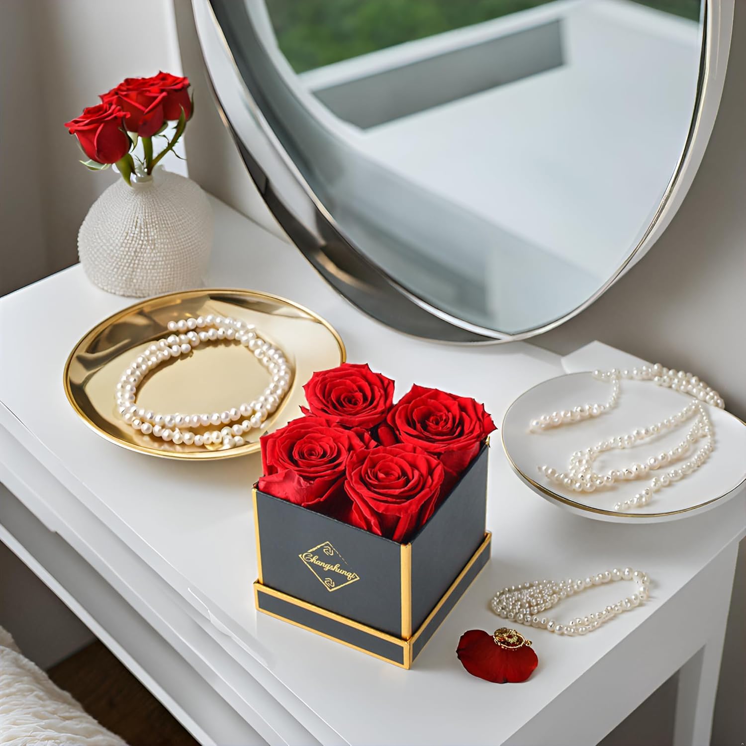 Changshunqi Forever Flowers, Preserved Roses in a Box, Eternal Rose Flowers for Delivery, Forever Preserved Roses Gifts for Her Women Wife Christmas Birthday Mothers Flower for Mom Womens Girlfriend