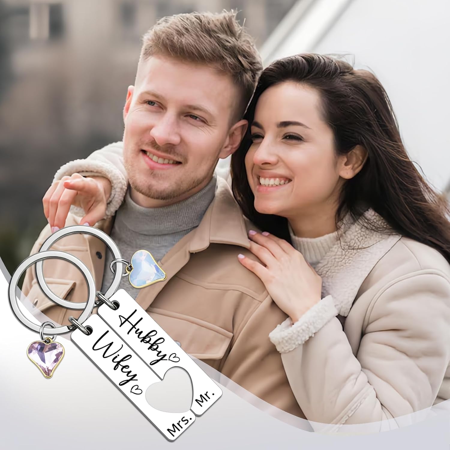 Mr and Mrs Gifts Engagement Gifts for Women Wedding Gift for Newlyweds Hubby and Wifey Keychain for Bride Groom Bridal Shower Gift for Bride Newly Couple Anniversary Wedding Shower Keyring