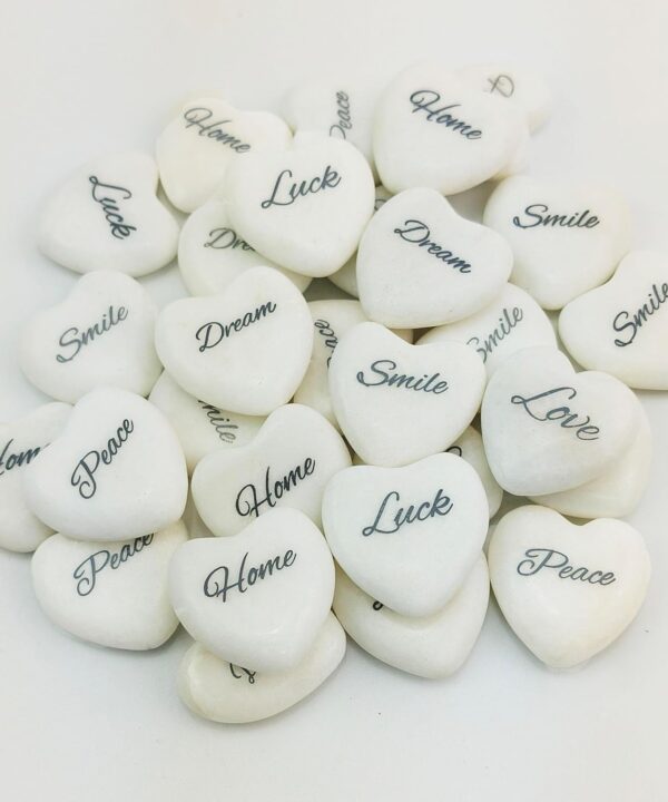 24PCS Inspirational Heart Shape Rocks with Different Sentiment Words, Motivational Stones for Healing Meditation,Gifts for Friends,Families,Pocket Stone