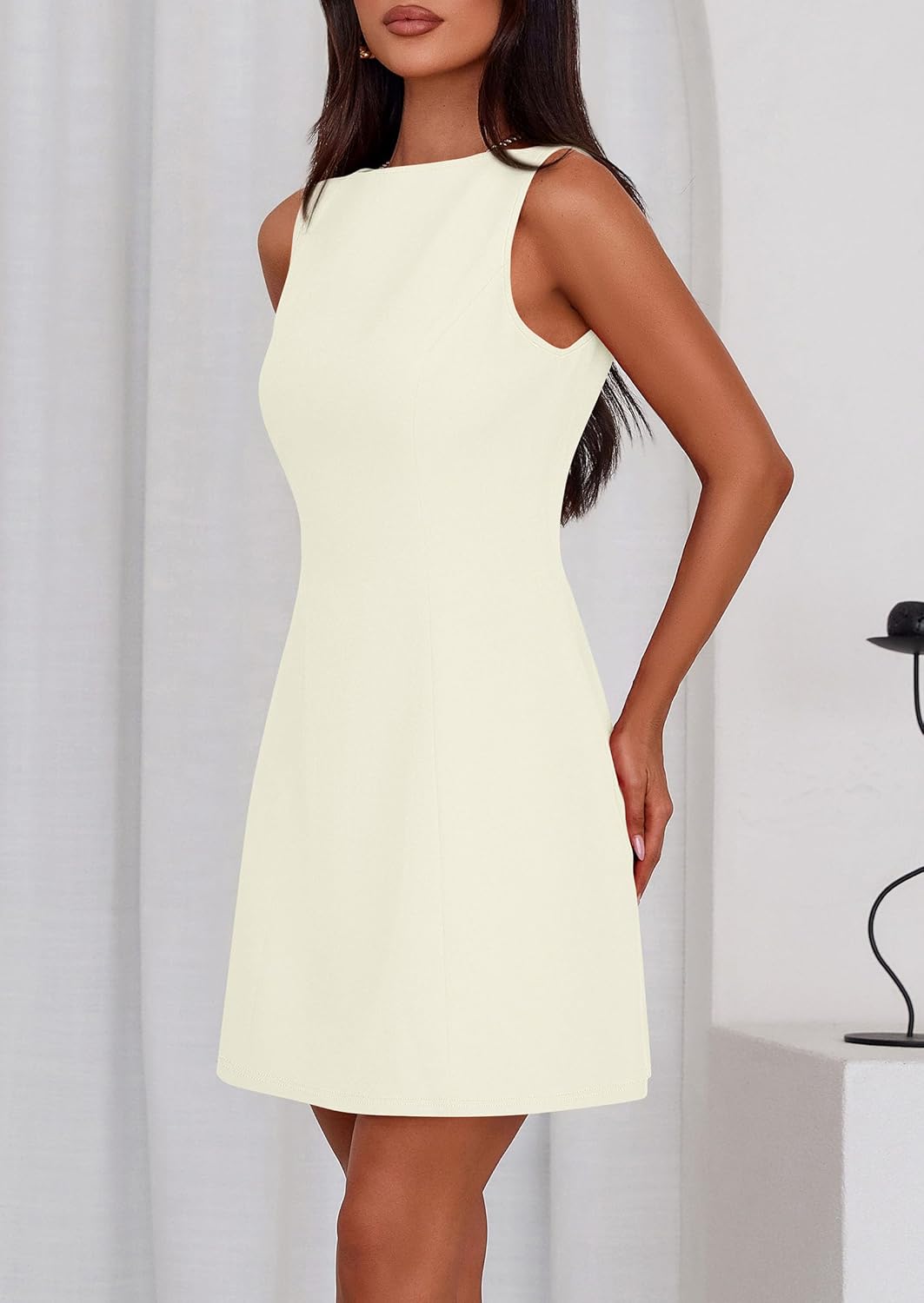 PRETTYGARDEN Womens Formal Short Dresses 2025 Summer Sleeveless Boat Neck A Line Elegant Mini Cocktail Party Dress