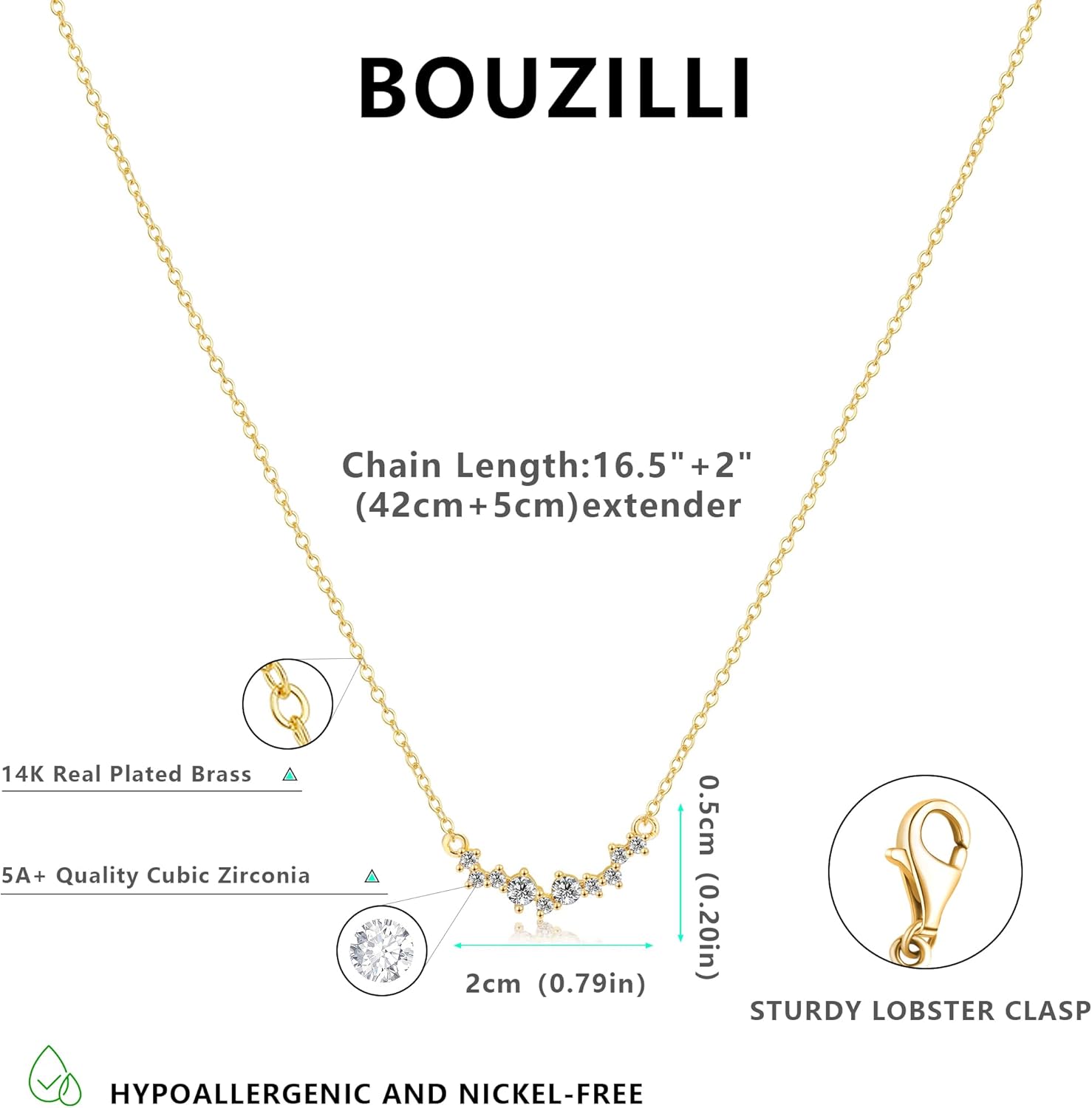 CZ Diamond Pendant Gold Necklace for Women Dainty 14k Gold Plated Choker Necklaces Simple Gold Jewelry Gifts for Women