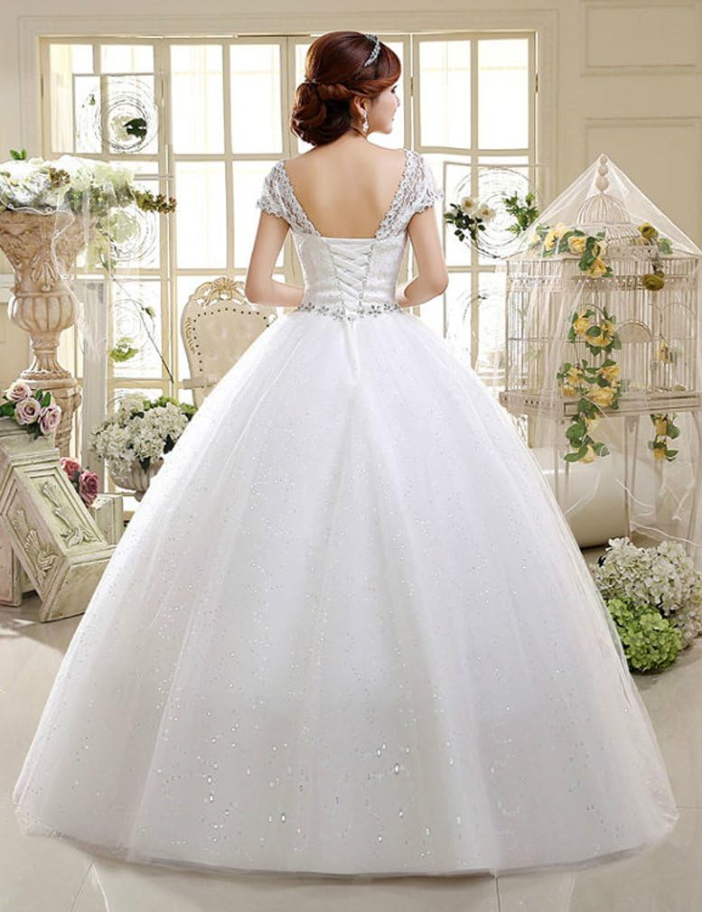Eyekepper Double Shoulder Floor Length Bridal Gown Wedding Dress Custom Size