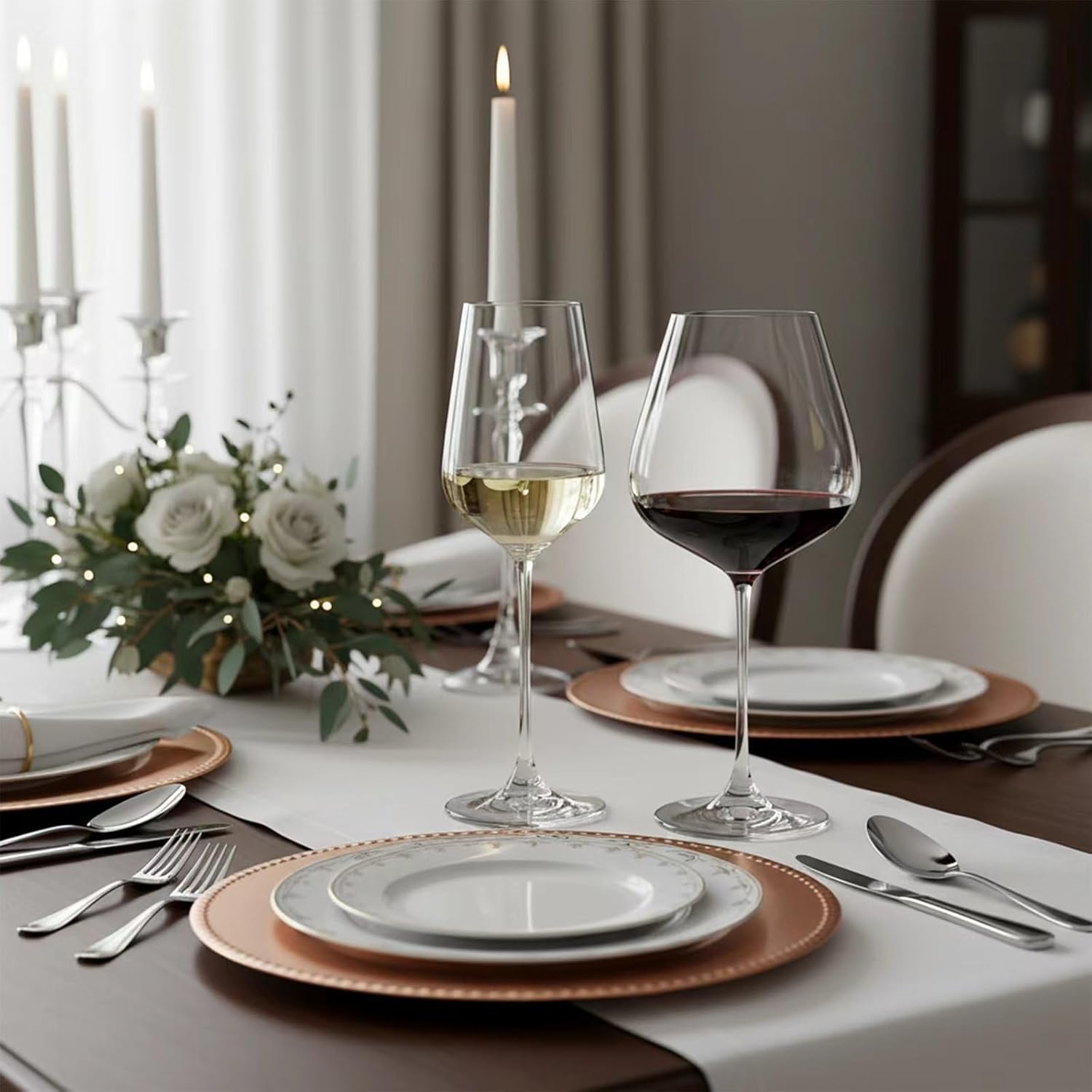 Physkoa Wine Glass Set of 4 – 2 Red Wine (22oz) & 2 White Wine (14oz) Hand-Blown Crystal Glasses, Perfect for Christmas, Wedding & Housewarming Gifts