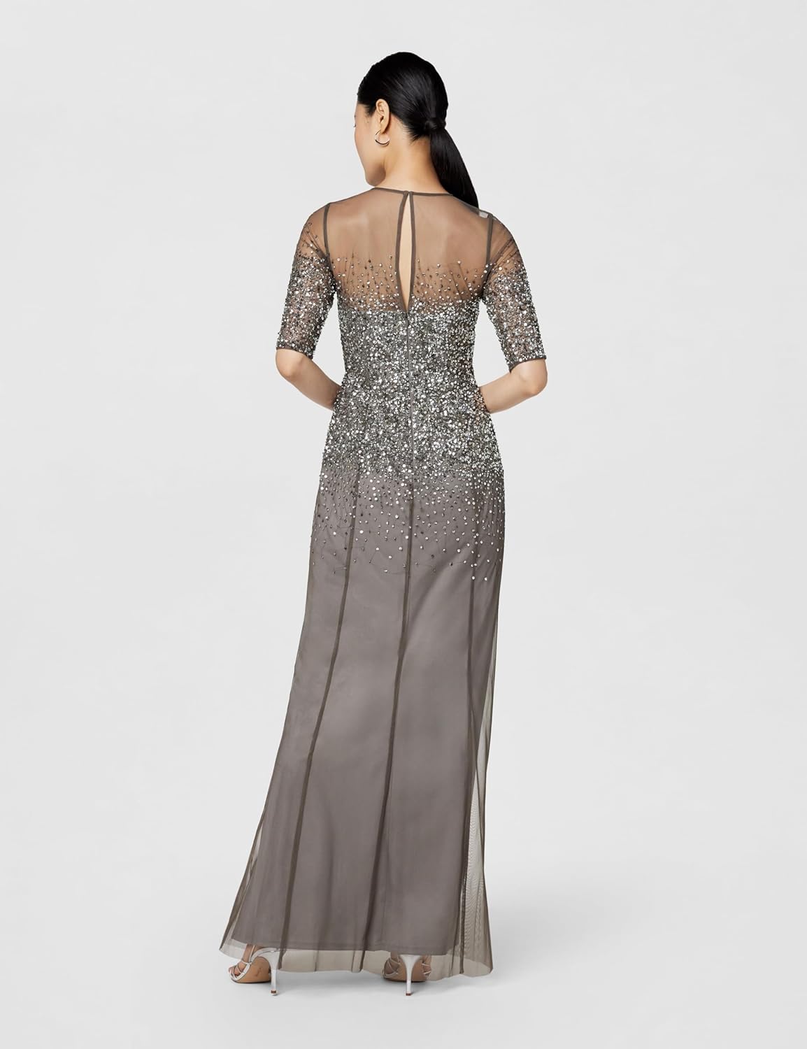 Adrianna Papell Women’s Beaded Illusion Gown