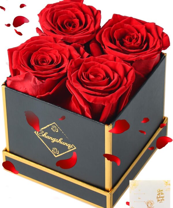Changshunqi Forever Flowers, Preserved Roses in a Box, Eternal Rose Flowers for Delivery, Forever Preserved Roses Gifts for Her Women Wife Christmas Birthday Mothers Flower for Mom Womens Girlfriend