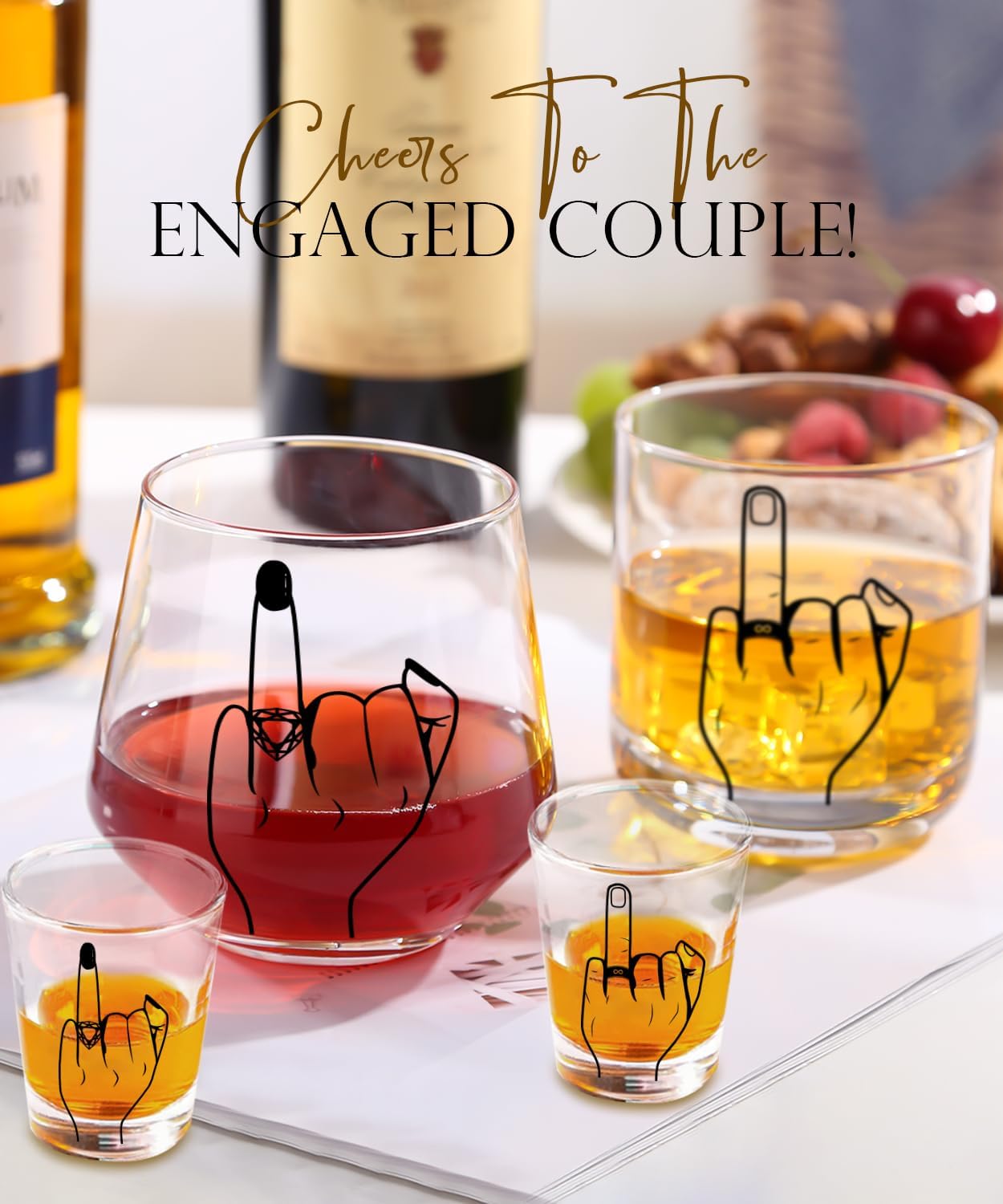 Wedding Gift for Couples – Unique Engagement Gifts for Couples,Unique Bridal Shower Gifts,Bride and Groom Shot Glasses,Wine&Whiskey Glass for Mr and Mrs,Newlywed,Christmas,His and Hers Gift