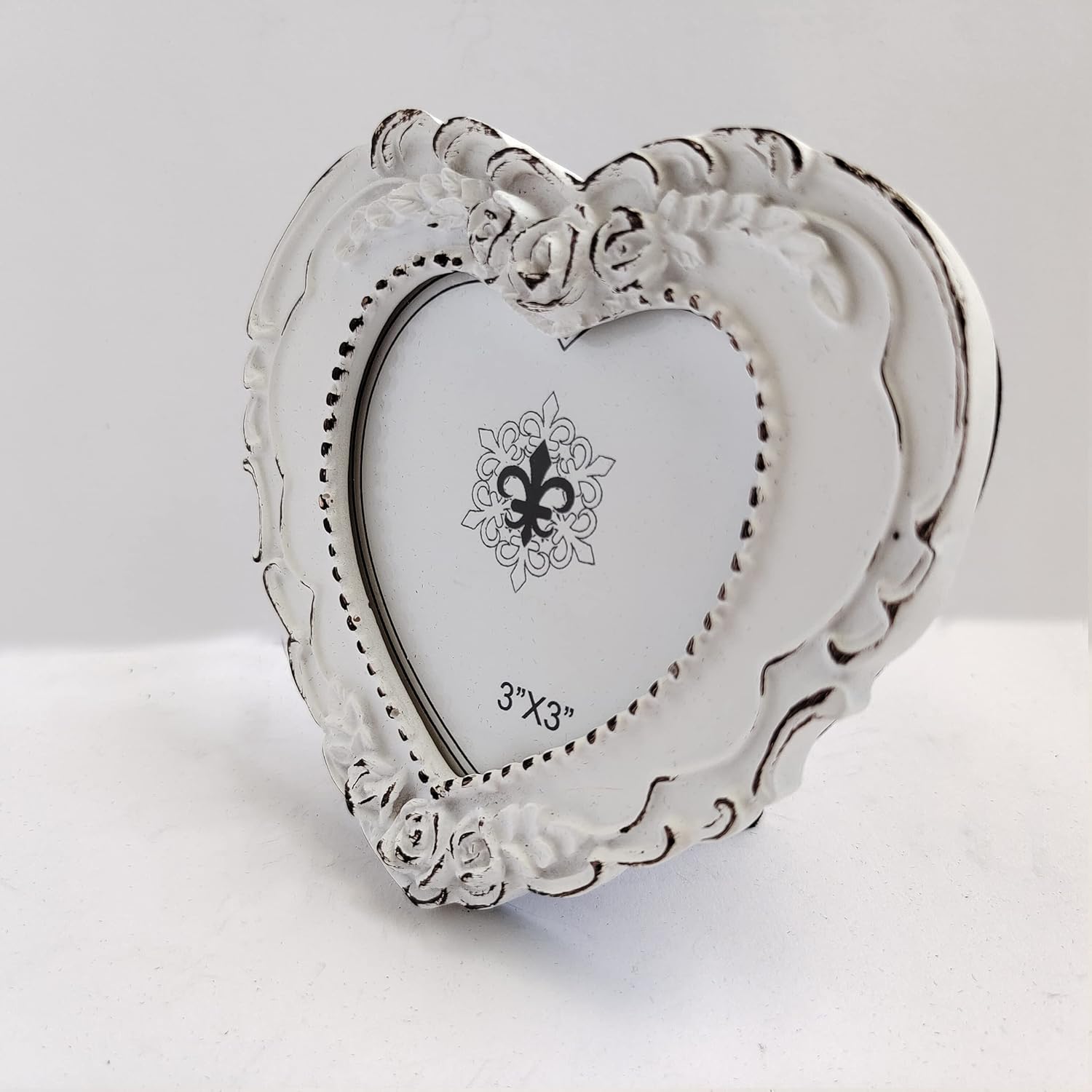 Resin Picture Frame 3×3 Heart and Wood Frame Creativity Design,3×3 Photo frames White.