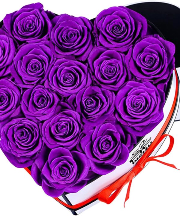 Large 16 Preserved Roses Forever Flower Heart Shape Box Gifts for Her Women Girlfriend Wife Mom Christmas Valentines Day Birthday Anniversary