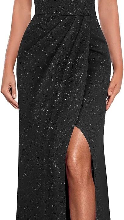 VFSHOW Womens Sexy Formal Ruched Fitted High Slit Bodycon Maxi Dress Spaghetti Strap Sweetheart Cocktail Prom Evening Gown