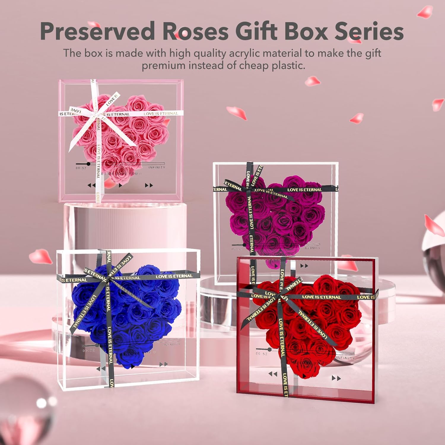 Preserved Roses for Women, Forever Flowers, Red Real Roses, Eternal Flowers Gift, Mothers Day, Valentines Day for Mom Girlfriend Wife Grandmother (Red)