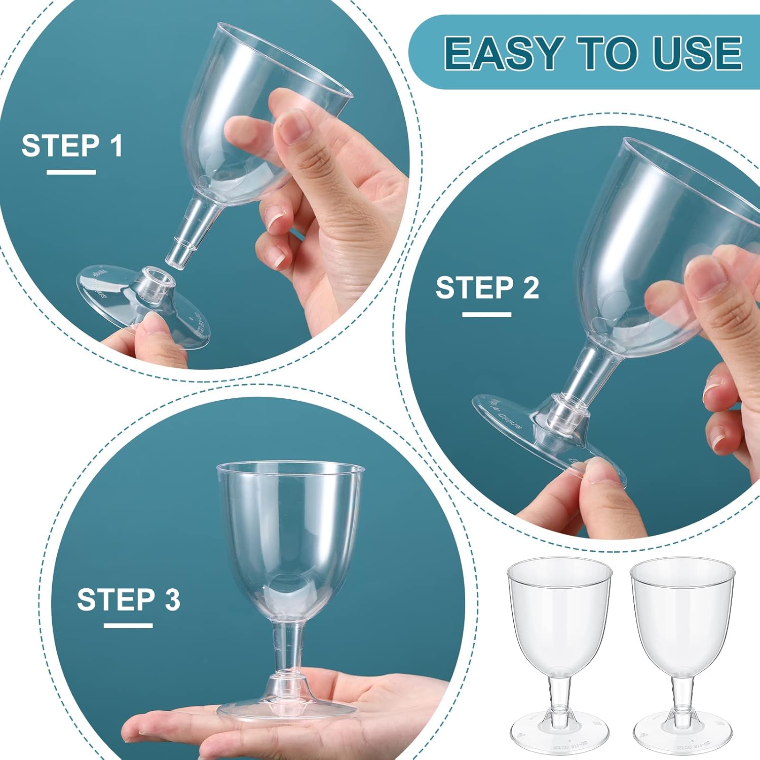 48 Pcs Disposable Plastic Wine Glasses 5 oz Party Wine Cups Hard Plastic Drinking Glasses with Stem Stackable Stemmed Goblets for Champagne Dessert Wedding Home Toasting(Clear)