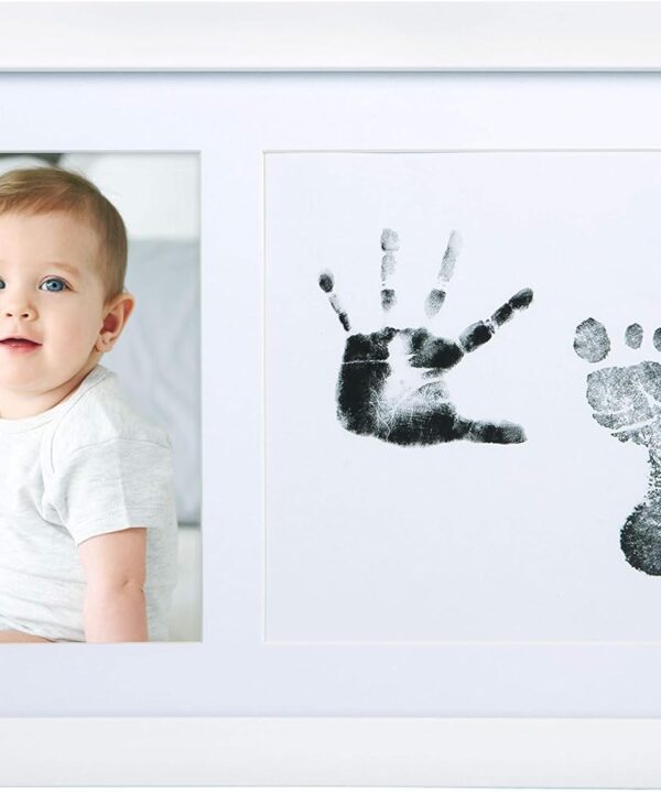Little Pear Baby Handprint & Footprint Frame, No Mess Babyprints Kit, Girl or Boy Gender Neutral Newborn Gifts, White