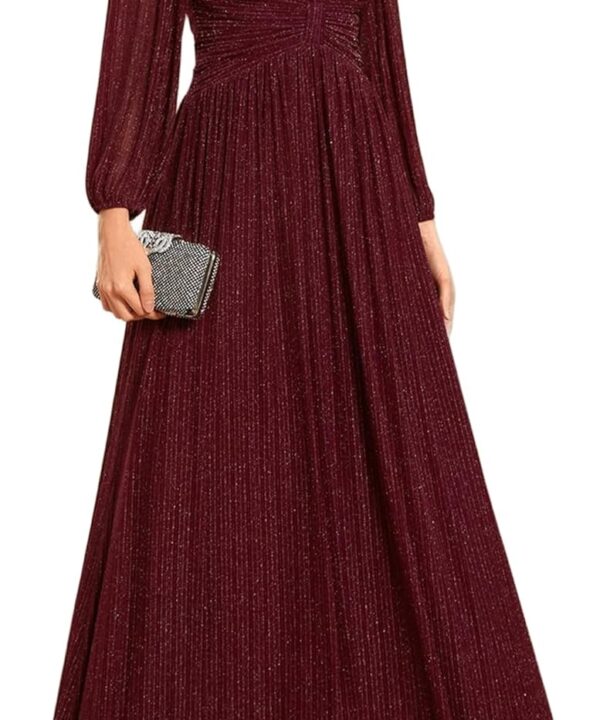 Ever-Pretty Women's A-Line Formal Wedding Guest Dresses Long Lantern Sleeves Floor Length Glitter Evening Gowns