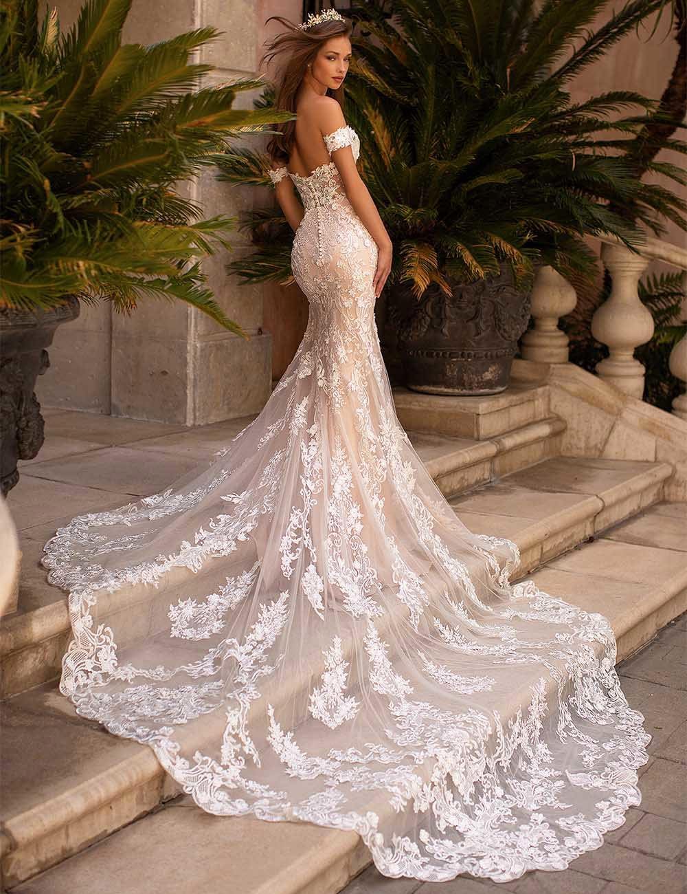 Miao Duo Womens Beach Wedding Dresses for Bride 2025 Long Lace Wedding Bridal Gowns YZTSWD057