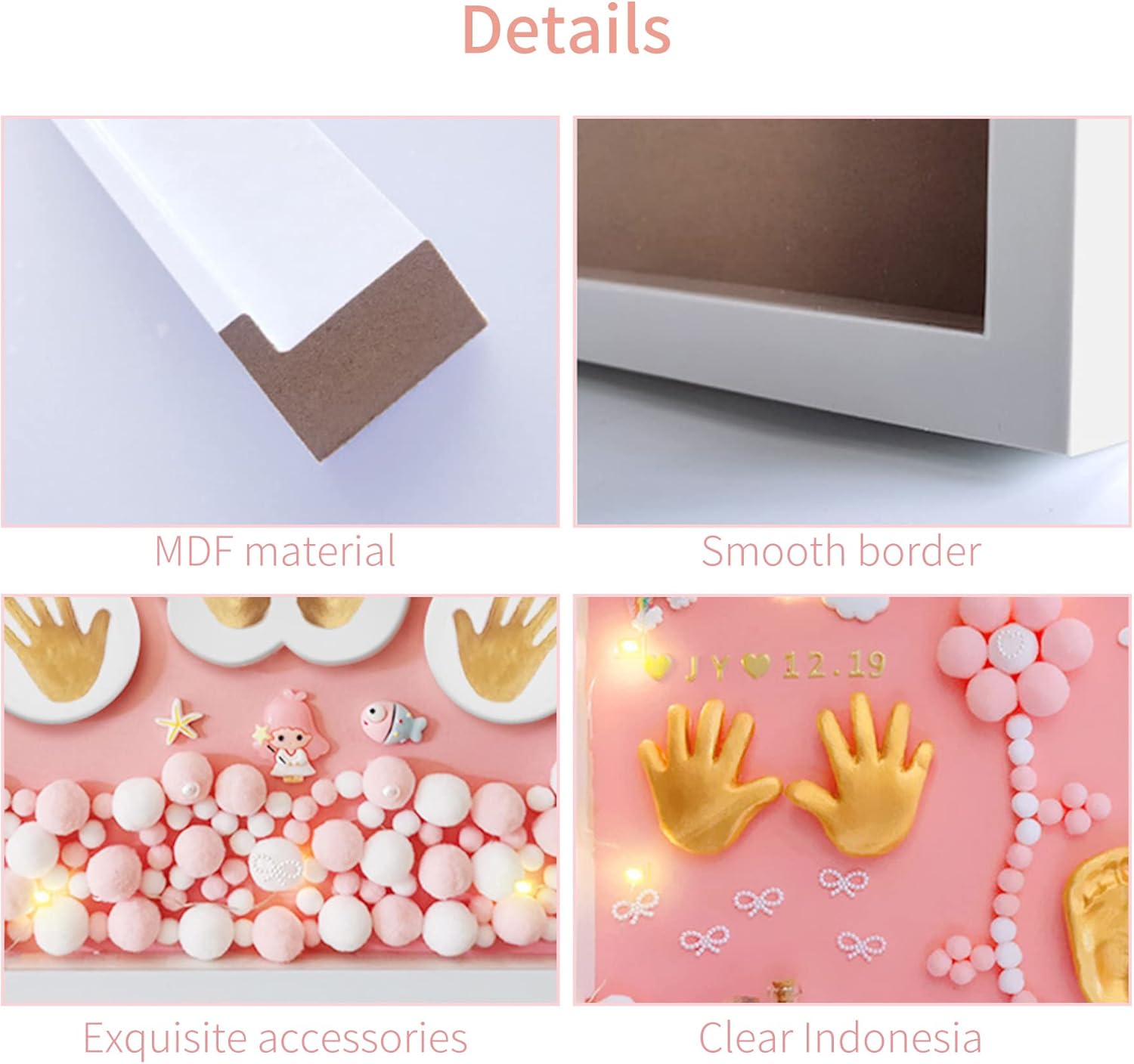 MCstars Baby Photo Frame, Hand and Footprint Memorial Picture Frame, Mom Memorial Clay , Essential Newborn Keepsake Frame, Personalized Handprint , Cherished Infant Memory, Unique Footprint Frame, Heartfelt Newborn Gift