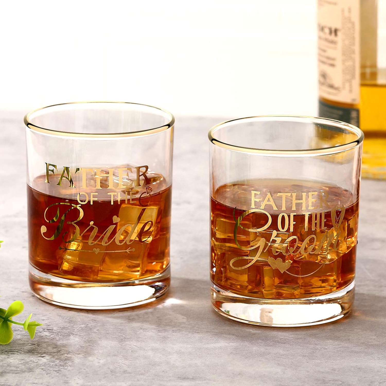 2 Pcs Father of the Bride and Groom 10 oz Whiskey Glass Father in Law Wedding Gift Wedding Proposal Engagement Gift for Father Dad