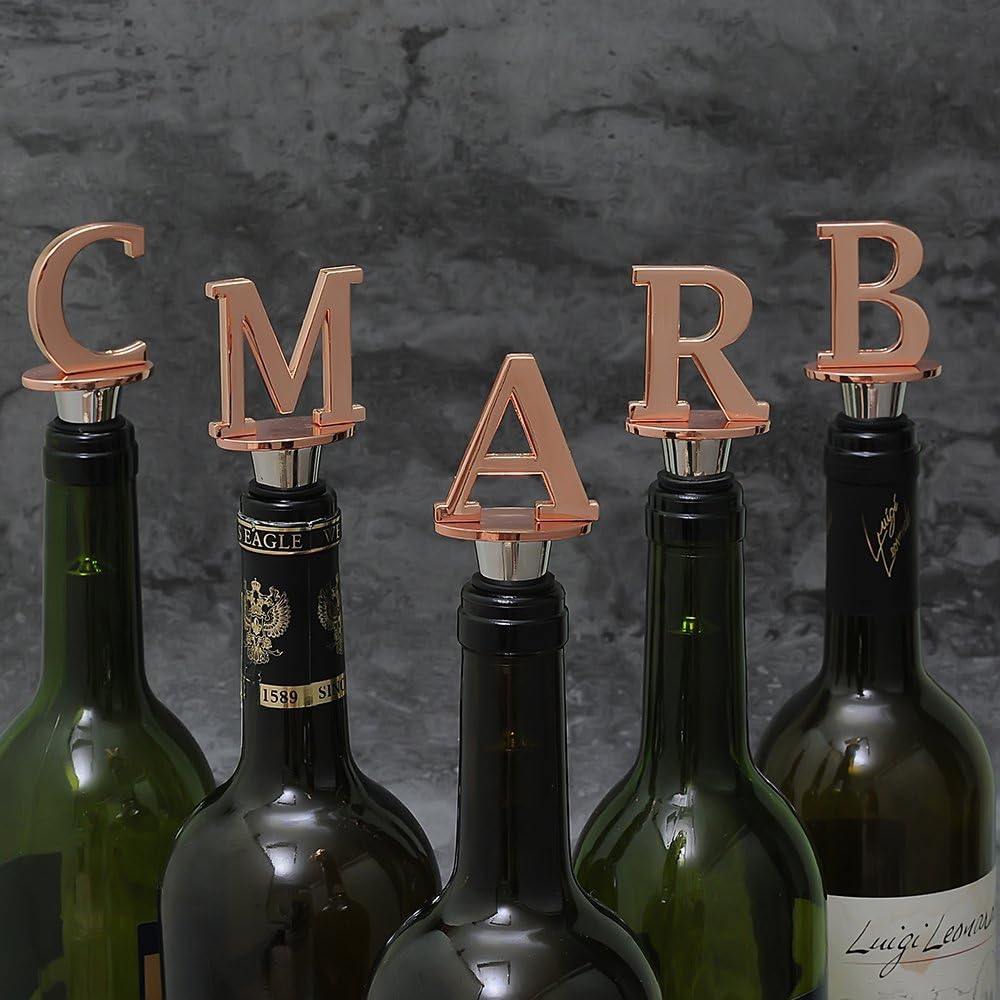 Miicol Wine Stopper, Prosecco Stopper, Wine Bottle Stopper, Personalised Champagne Stopper, Rose Gold Wine Accessories, Wine Lovers Gift, Monogram Gift, Letter M